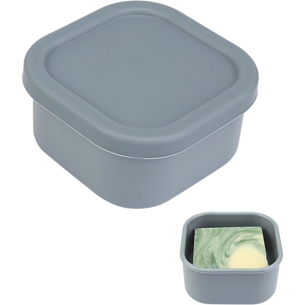 Silicone Soap Case Travel Holder Square Cement Gray